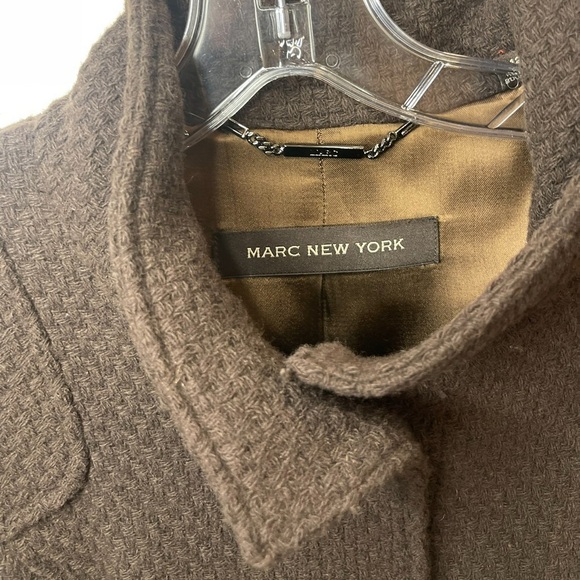 Marc New York Virgin Wool Textured/Patch Long PeaCoat Size 12 RARE - Picture 13 of 16